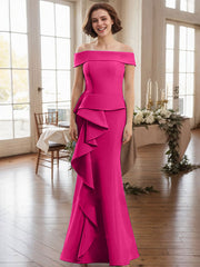 Off-The-Shoulder Cascading Ruffles Mother Of The Bride Dresses