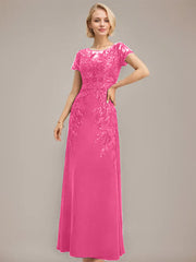 Sheath/Column Scoop Illusion Floor-Length Lace Chiffon Mother of the Bride Dress With Sequins