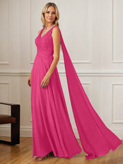 A-Line V-Neck Floor-Length Chiffon Mother of the Bride Dress