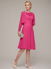 A-line/Princess Sleeveless Knee-Length Chiffon Mother of the Bride Dress With Jacket Appliqued Beading