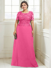 A-line Scoop Floor-Length Lace Chiffon Mother of the Bride Dress With Sequins