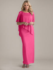 Sheath Scoop Floor-Length Beaded Mother of the Bride Dress