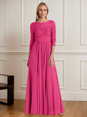 A-Line Scoop Floor-Length Sequins Chiffon Mother of the Bride Dress