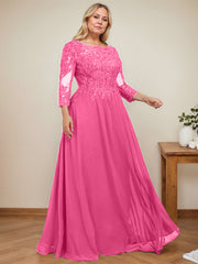 A-line Scoop Floor-Length Lace Chiffon Mother of the Bride Dress With Sequins