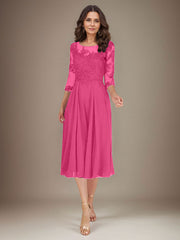 Plum A-Line Scoop Lace Chiffon Mother of the Bride Dress
