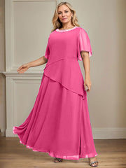 A-line Scoop Ankle-Length Chiffon Mother of the Bride Dress With Beading