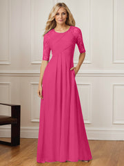 A-Line Square Neck Floor-Length Chiffon Mother of the Bride Dress