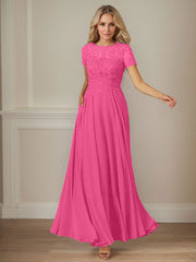 A-Line Boat-neck Sequins Chiffon Mother of the Bride Dress