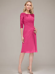 Sheath/Column Knee-Length Chiffon Mother of the Bride Dress With Jacket Appliqued Pleated