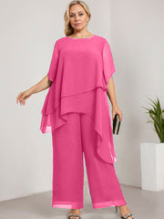 Separates Jumpsuit/Pantsuit Scoop Ankle-Length Chiffon Mother of the Bride Dress