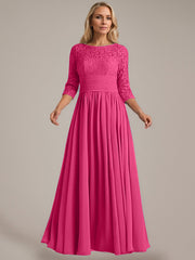 A-Line Scoop Floor-Length Chiffon Mother of the Bride Dress
