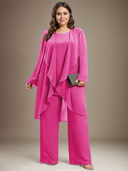 Pantsuit Separates Scoop Floor-Length Chiffon Mother of the Bride Dress
