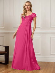 A-Line V-Neck Floor-Length Chiffon Mother of the Bride Dress