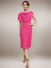 Sheath/Column Scoop Knee-Length Chiffon Mother of the Bride Dress With Beading