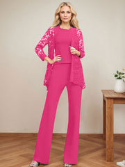 Jumpsuit/Pantsuit Scoop Neck Elastic Satin Mother Of The Bride Dresses