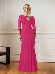 A-Line Floor-Length Scoop Chiffon Mother of Bride Dress
