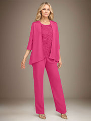 Stormy 3 Piece Long Mother of the Bride Pant Suits with Appliques