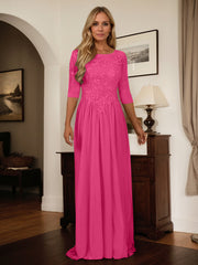 A-Line Scoop Floor-Length Chiffon Mother of the Bride Dress