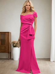 Elegant Wrap Sheath Mother Of The Bride Dresses With Split Front
