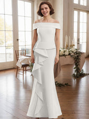 Off-The-Shoulder Cascading Ruffles Mother Of The Bride Dresses