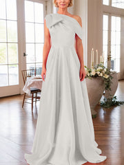 A-Line One-Shoulder Sleeveless Satin Mother Of The Bride Dresses With Bow