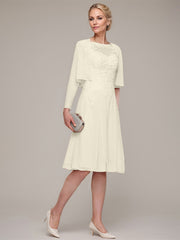 A-line/Princess Sleeveless Knee-Length Chiffon Mother of the Bride Dress With Jacket Appliqued Beading