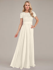 A-Line Scoop Floor-Length Chiffon Mother of the Bride Dress