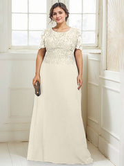 A-line Scoop Floor-Length Lace Chiffon Mother of the Bride Dress With Sequins