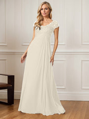 A-Line V-Neck Floor-Length Chiffon Mother of the Bride Dress