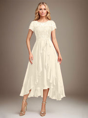 Asymmetrical Sequin Mother of Bride Dress with Appliques