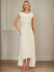 A-Line Scoop Asymmetrical Chiffon Mother of the Bride Dress