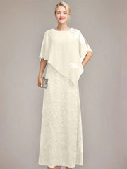 Sheath/Column Scoop Floor-Length Chiffon Lace Mother of the Bride Dress With Sequins Beading