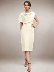Sheath/Column Scoop Knee-Length Chiffon Mother of the Bride Dress With Beading