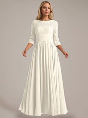 A-Line Scoop Floor-Length Chiffon Mother of the Bride Dress
