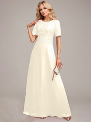 A-Line Round Neck Sequin Mother of Bride Dress With Appliques
