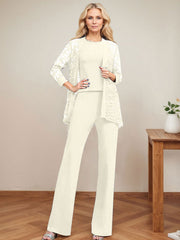 Jumpsuit/Pantsuit Scoop Neck Elastic Satin Mother Of The Bride Dresses