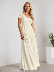A-Line V-Neck Floor-Length Chiffon Mother of the Bride Dress