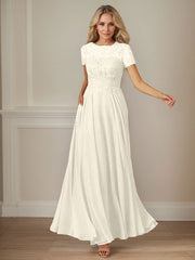 A-Line Boat-neck Sequins Chiffon Mother of the Bride Dress