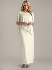 Sheath Scoop Floor-Length Beaded Mother of the Bride Dress
