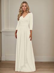 A-Line V-Neck Floor-Length Chiffon Mother of the Bride Dress