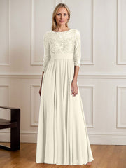 A-Line Scoop Floor-Length Sequins Chiffon Mother of the Bride Dress