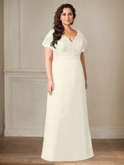 A-Line V-Neck Lace Chiffon Mother of the Bride Dress