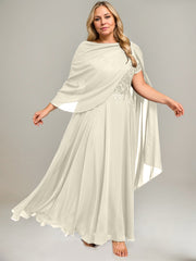 A-line V-Neck Illusion Ankle-Length Lace Chiffon Mother of the Bride Dress With Sequins