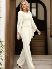 Jumpsuit/Pantsuit Scoop Neck Chiffon Mother Of The Bride Dresses With Lace