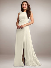 A-Line Scoop Floor-Length Sequins Chiffon Mother of the Bride Dress