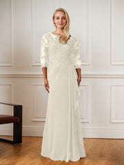 A-Line Floor-Length Scoop Chiffon Mother of Bride Dress