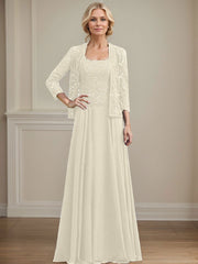 A-Line Square Neckline Chiffon Mother Of The Bride Dresses With Lace