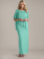 Sheath Scoop Floor-Length Beaded Mother of the Bride Dress