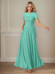 A-Line Boat-neck Sequins Chiffon Mother of the Bride Dress