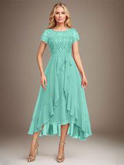 Asymmetrical Sequin Mother of Bride Dress with Appliques